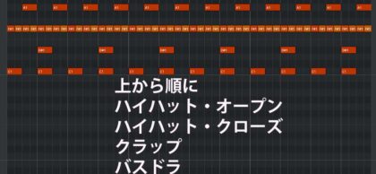 4つ打ちドラム（トランス）の例