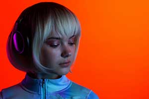 音楽を聞く女性